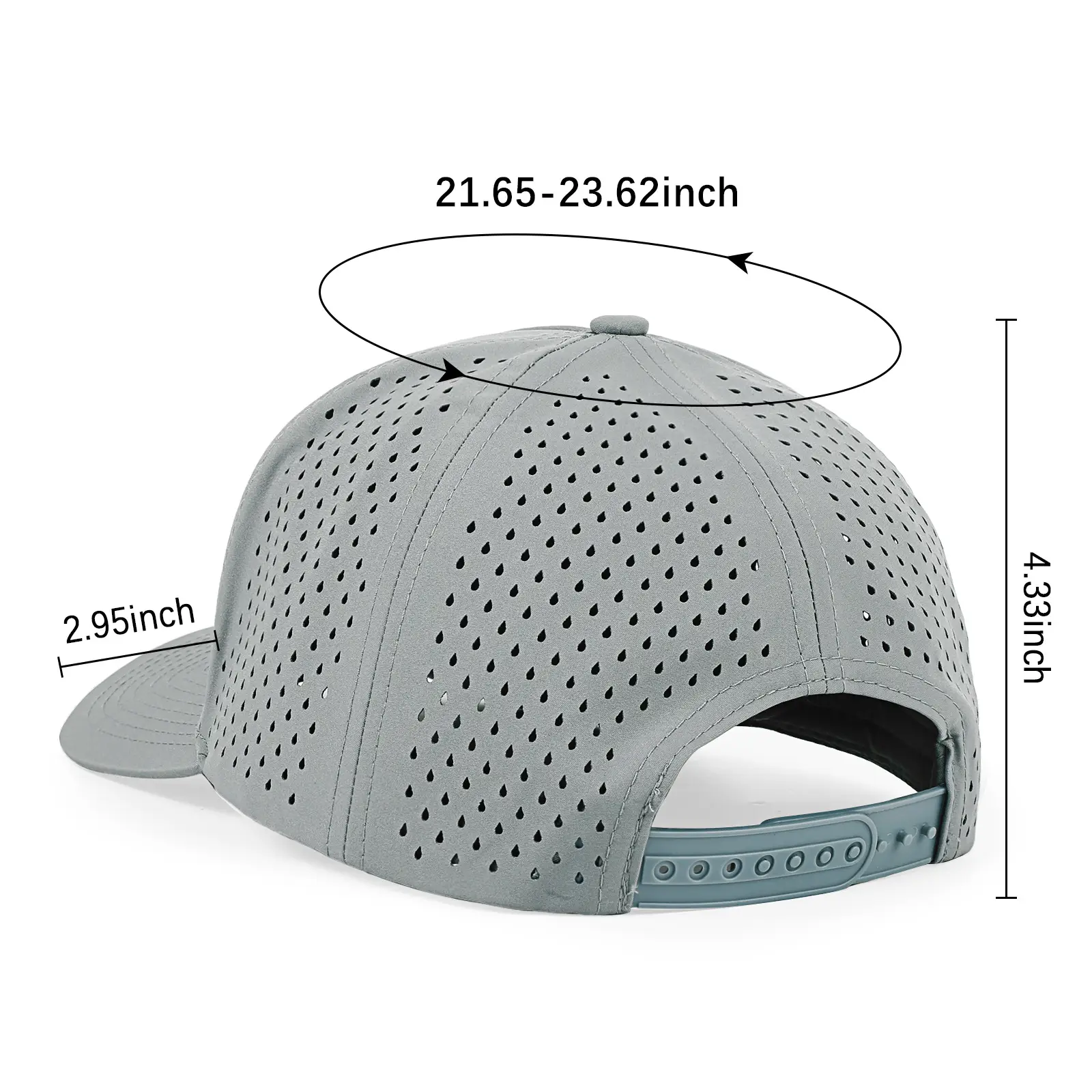 Men's Grey Perforated Truck Driver Cap 4.5" - Image 19