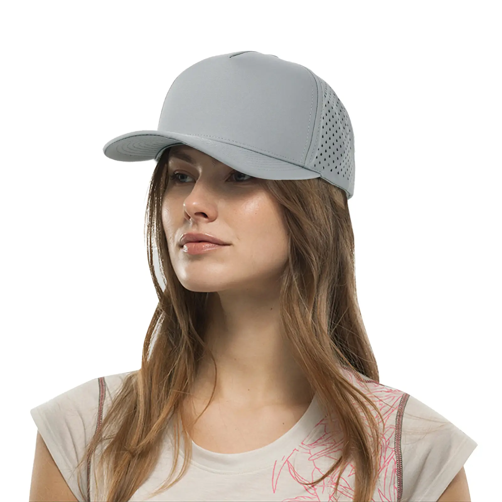 Men's Grey Perforated Truck Driver Cap 4.5" - Image 21