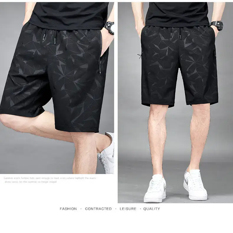 Men's Black Ice Silk Shorts Summer Casual Loose Fit — feature 19
