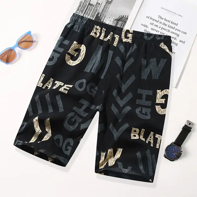 Men's Black Ice Silk Shorts Summer Casual Loose Fit — feature 26