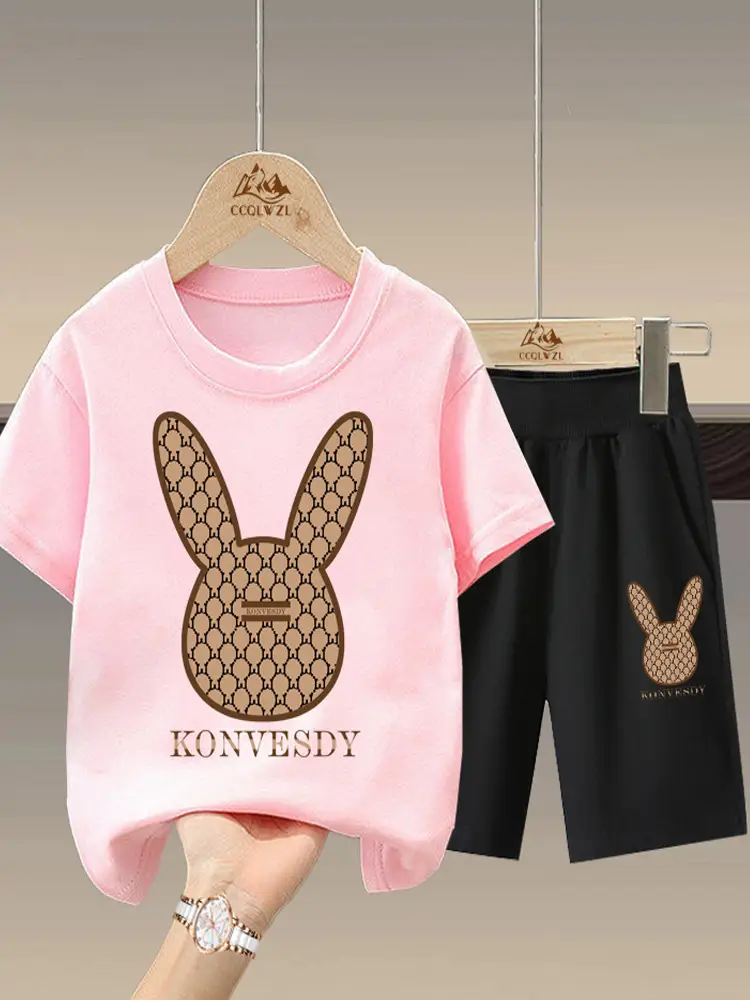 2024 Boys Cotton Bunny Print Shorts Set