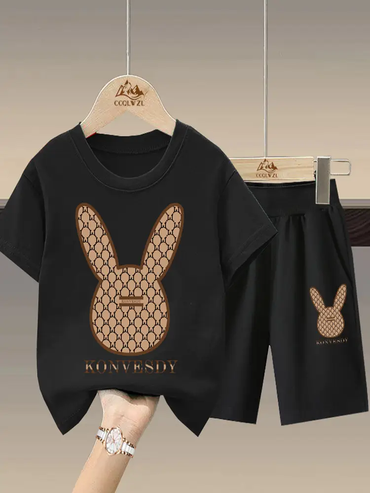 2024 Boys Cotton Bunny Print Shorts Set - Image 11