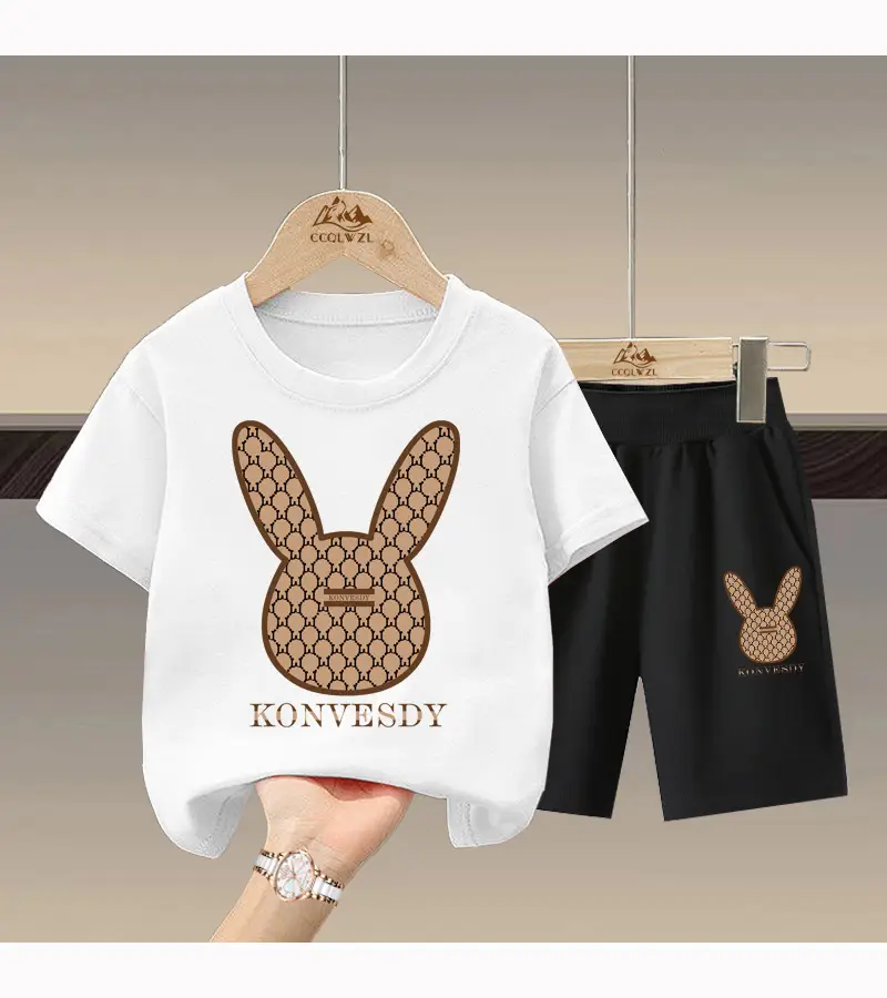 2024 Boys Cotton Bunny Print Shorts Set — feature 10