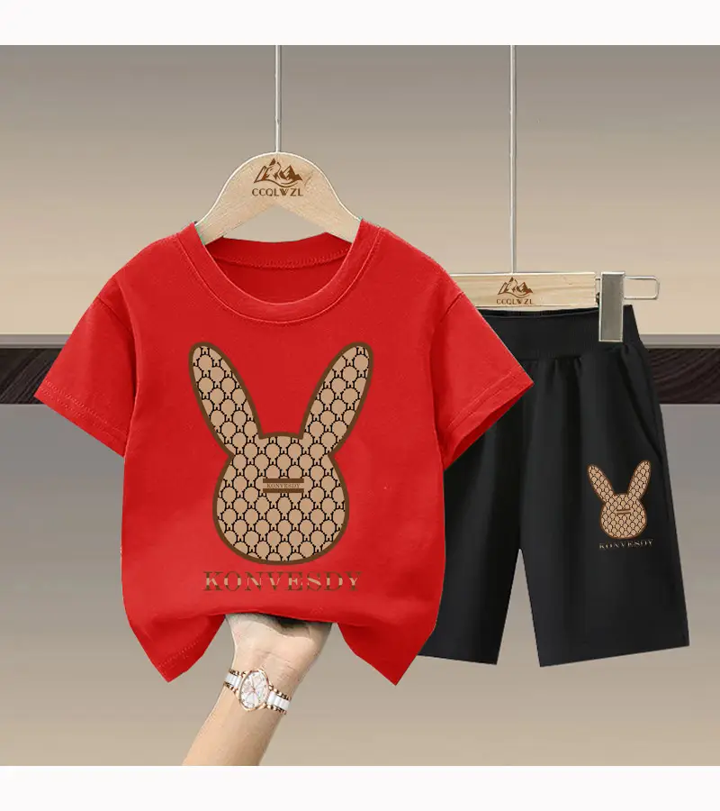 2024 Boys Cotton Bunny Print Shorts Set — feature 12