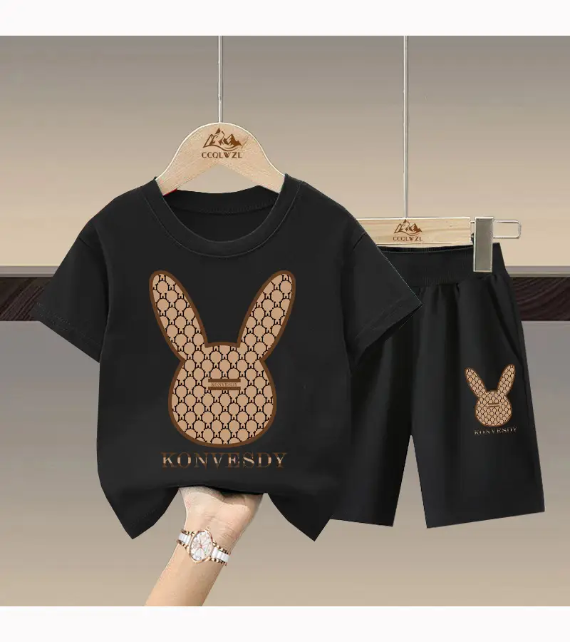 2024 Boys Cotton Bunny Print Shorts Set — feature 13