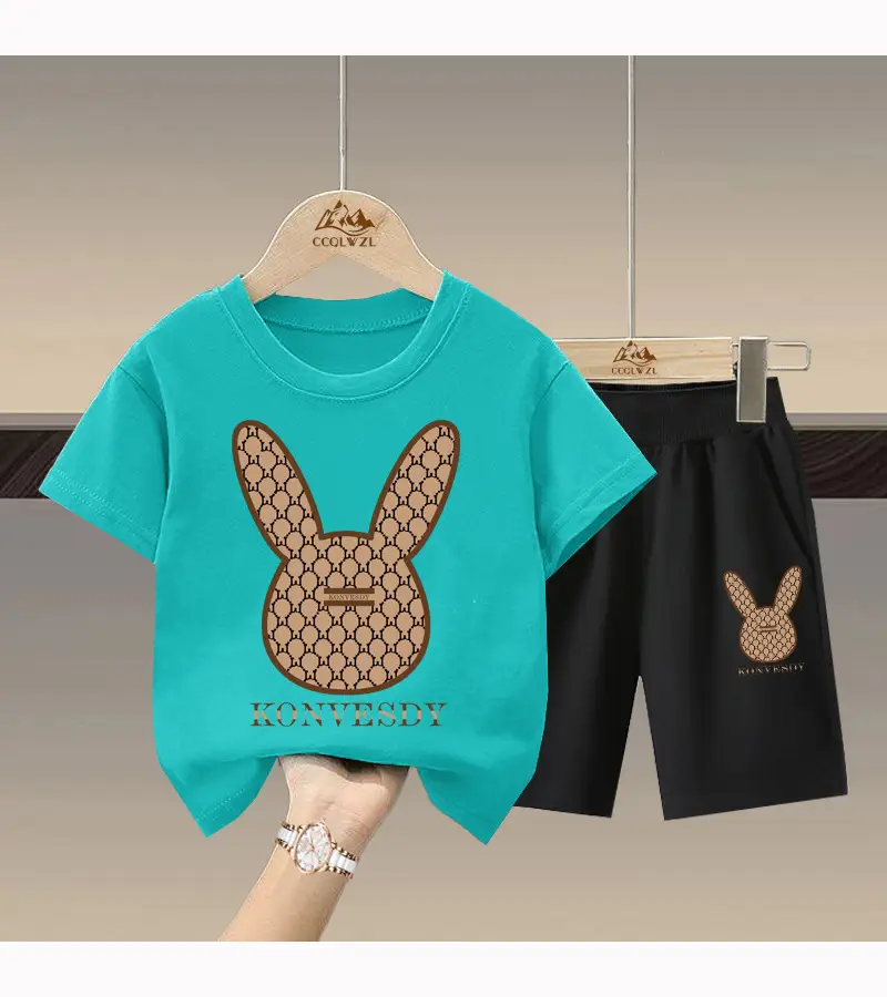 2024 Boys Cotton Bunny Print Shorts Set — feature 14