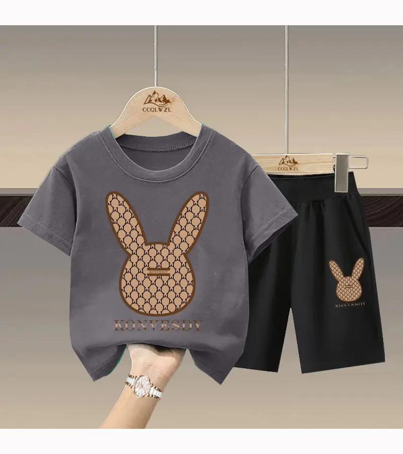 2024 Boys Cotton Bunny Print Shorts Set — feature 15