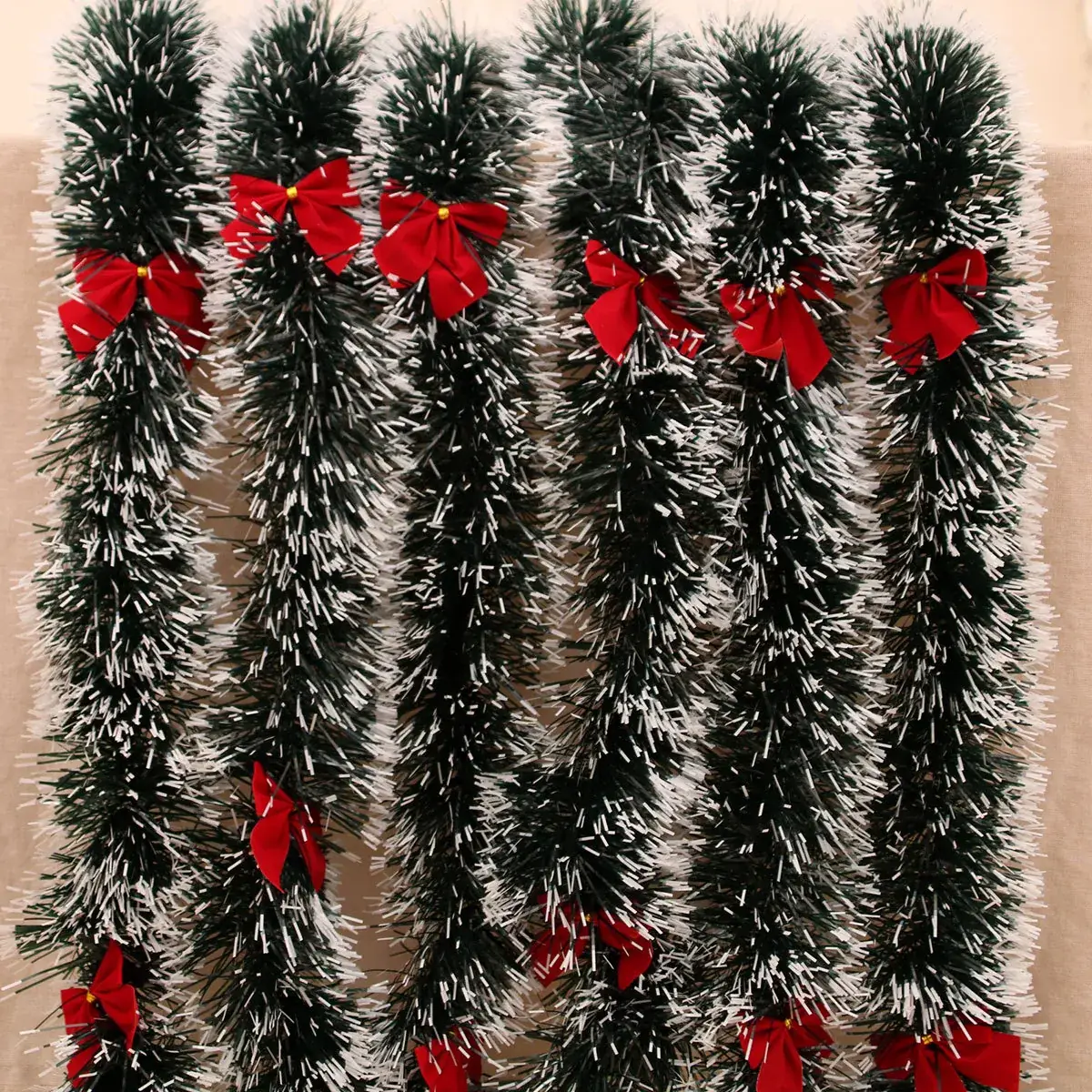 Christmas Tree Decor Black Green White Edge Bow Hotel Decoration - Image 4