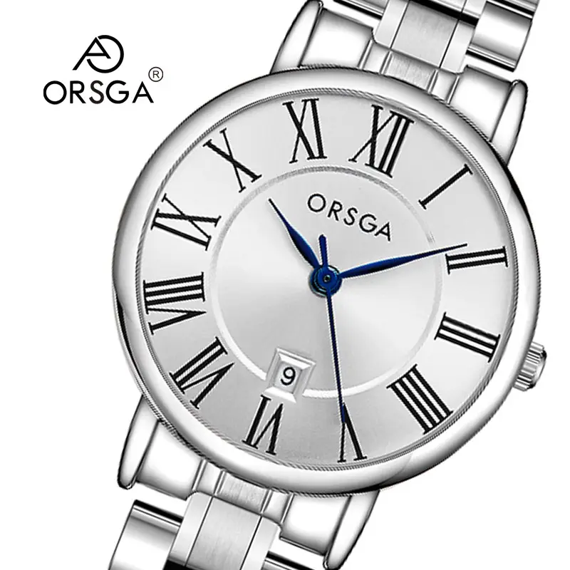 Oshga Women's Roman Numeral Quartz Watch with Black Leather Band — feature 4