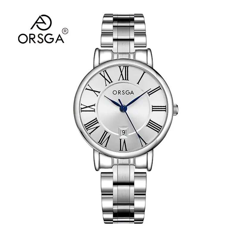Oshga Women's Roman Numeral Quartz Watch with Black Leather Band — feature 6