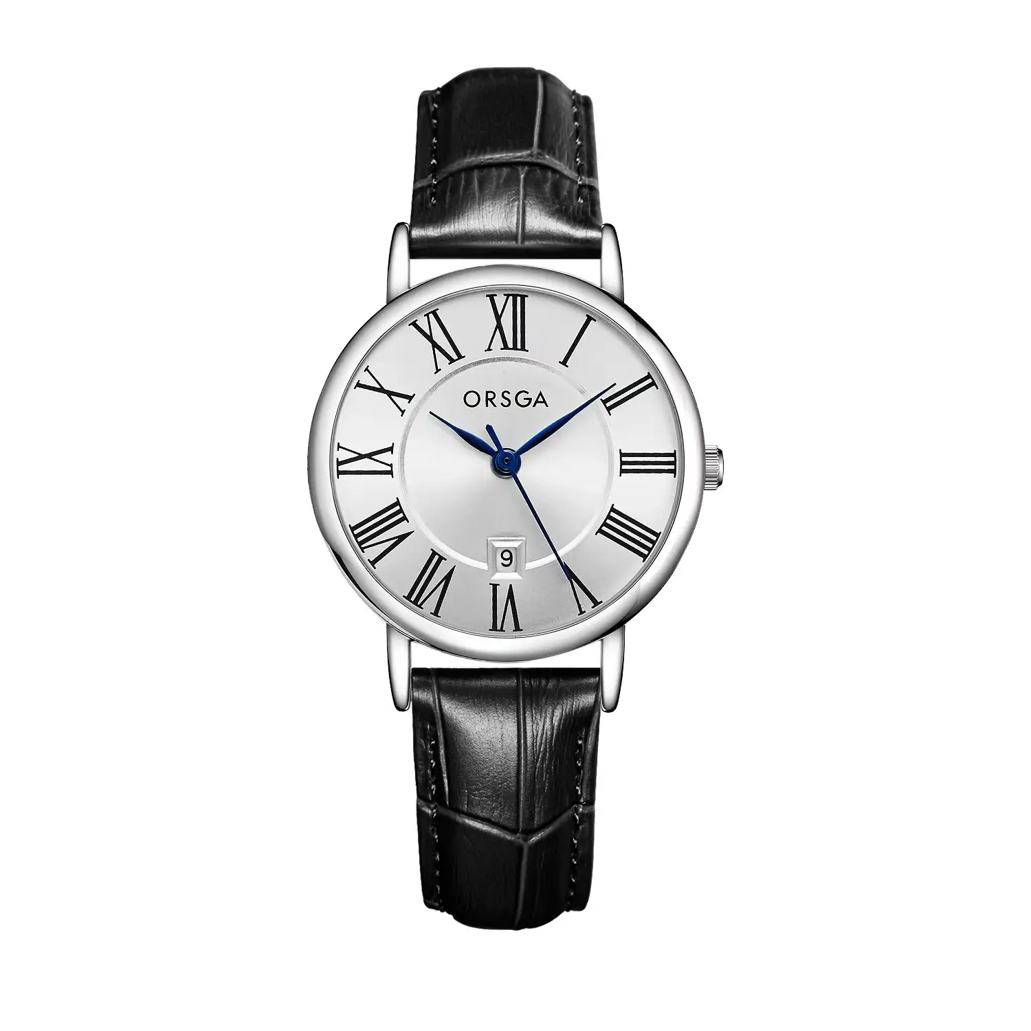 Oshga Women's Roman Numeral Quartz Watch with Black Leather Band — feature 7