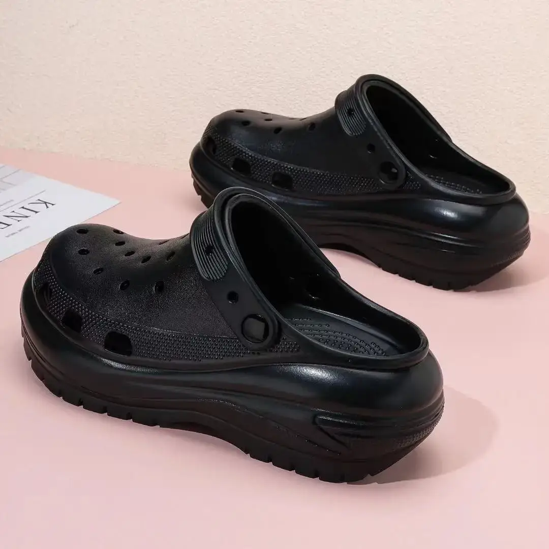 Black Cross Hole Women's Casual Sandals — feature 25