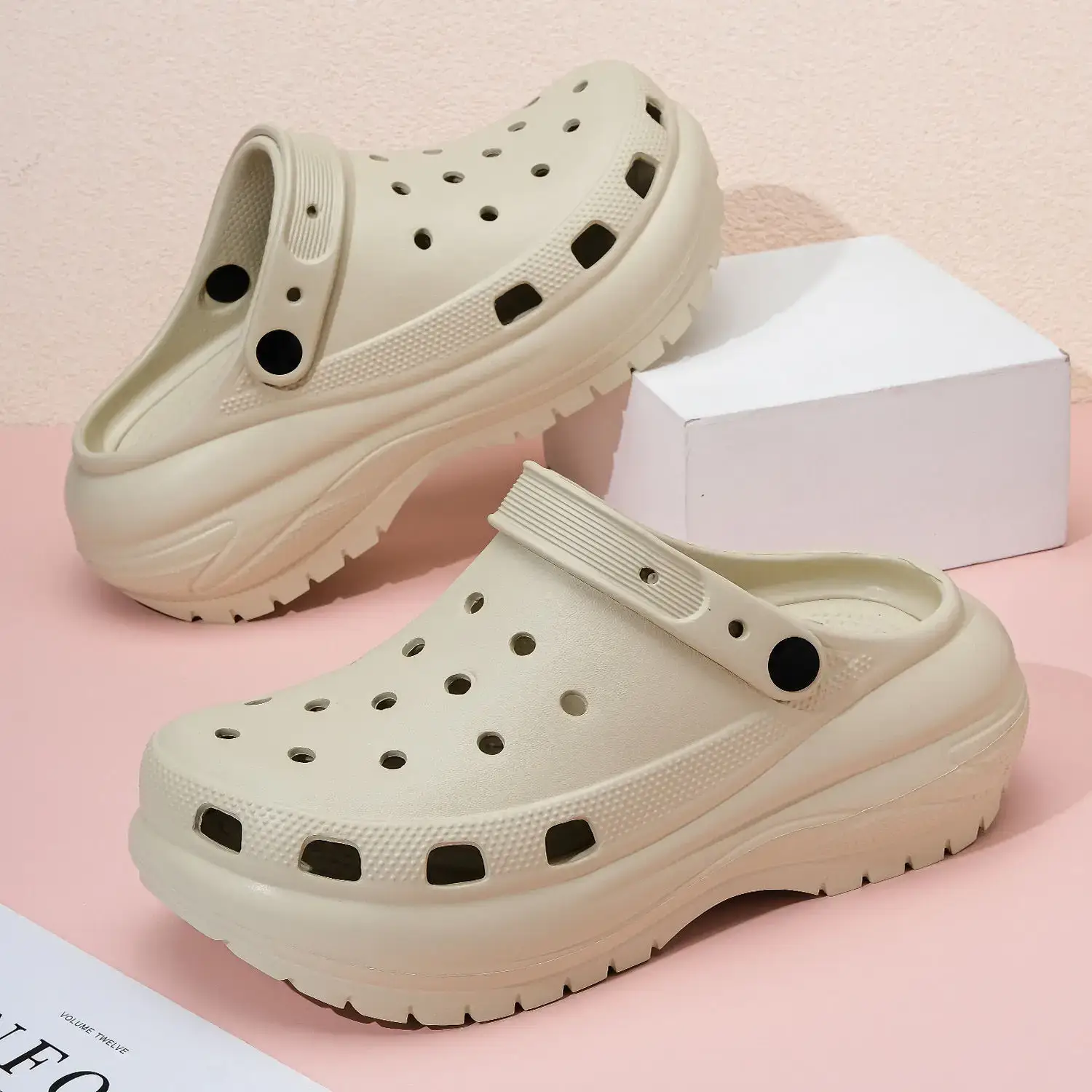 Black Cross Hole Women's Casual Sandals