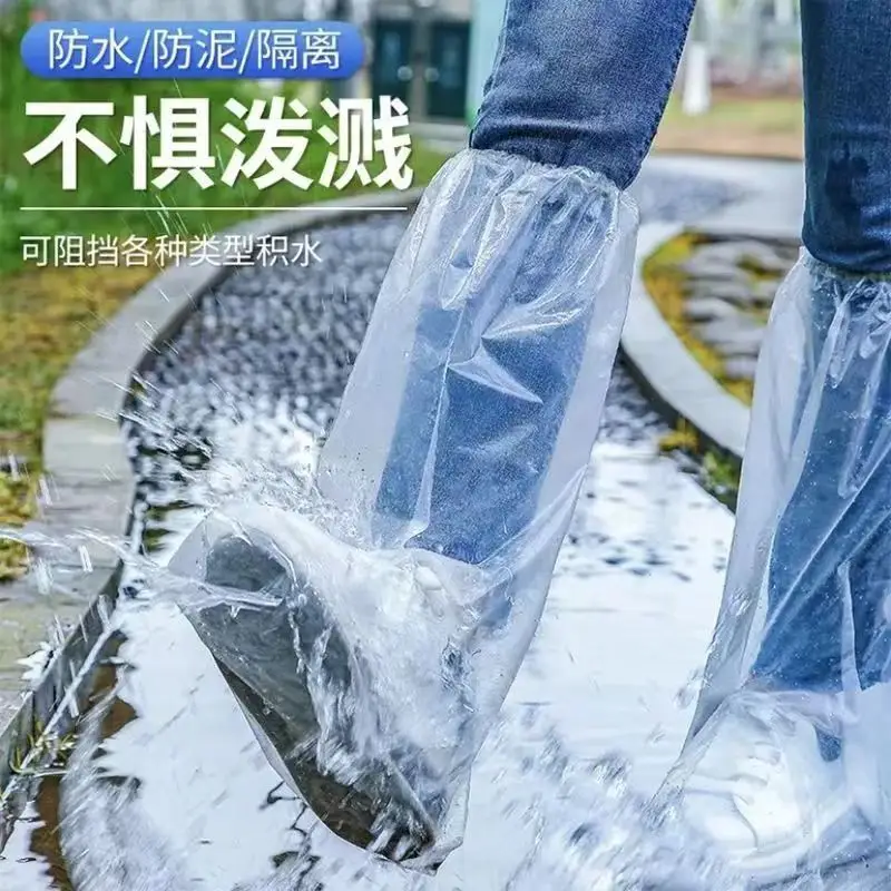 Disposable Waterproof and Dustproof Pe Shoe Covers Rain Boots Thickeneded Wear-Resistant Anti-Slip High Boots Covers Waterproof Shoe Covers for Rainy Days — feature 11