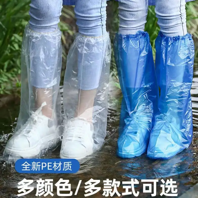 Disposable Waterproof and Dustproof Pe Shoe Covers Rain Boots Thickeneded Wear-Resistant Anti-Slip High Boots Covers Waterproof Shoe Covers for Rainy Days — feature 3