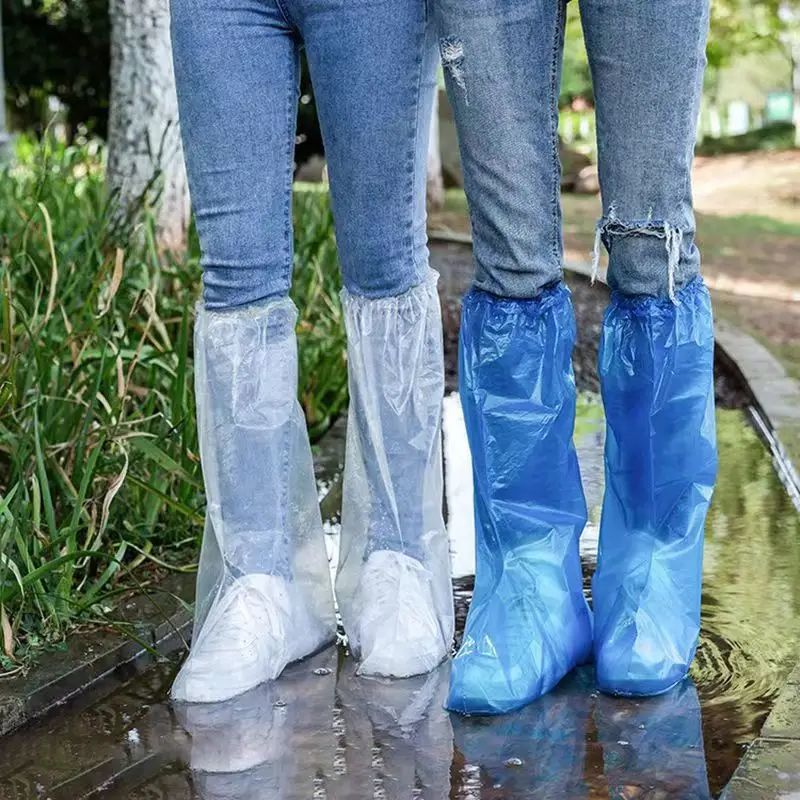 Disposable Waterproof and Dustproof Pe Shoe Covers Rain Boots Thickeneded Wear-Resistant Anti-Slip High Boots Covers Waterproof Shoe Covers for Rainy Days — feature 4