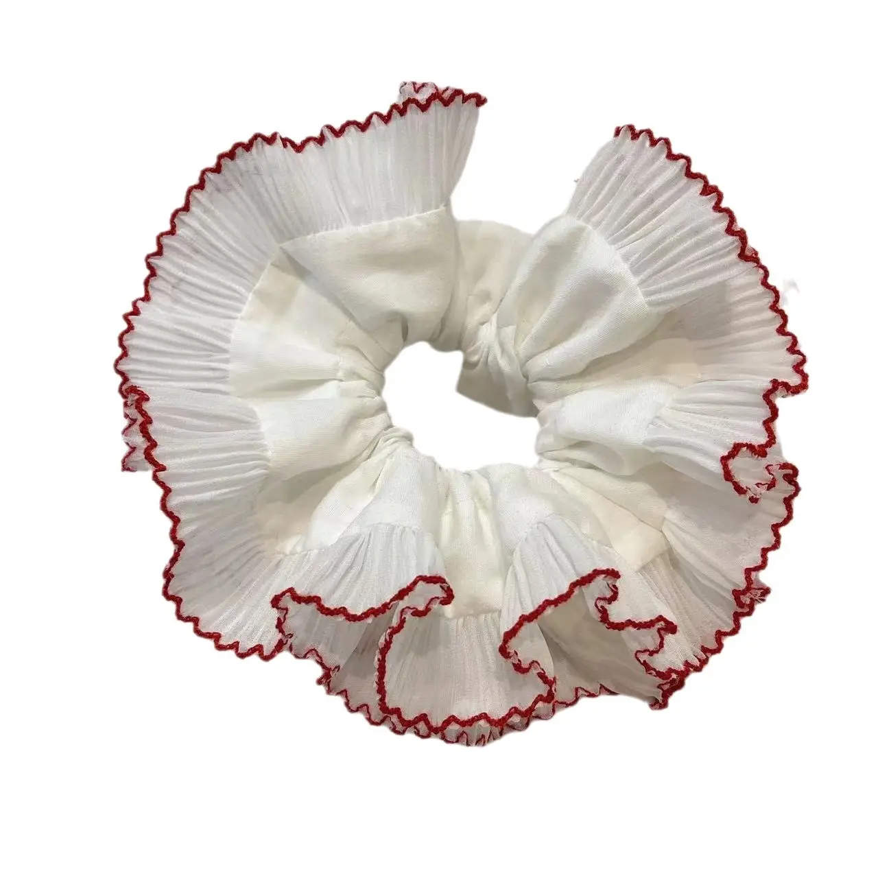 White Red Edge French Lace Hair Ring for Girls
