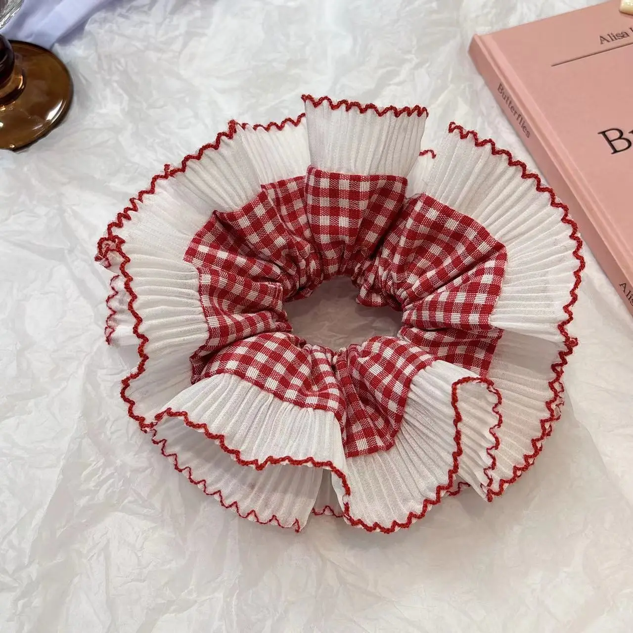 Red Plaid Red Edge-Large Hair Ring