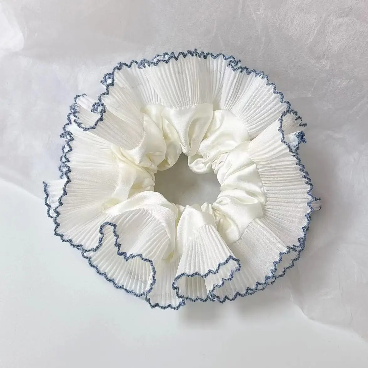 White Red Edge French Lace Hair Ring for Girls