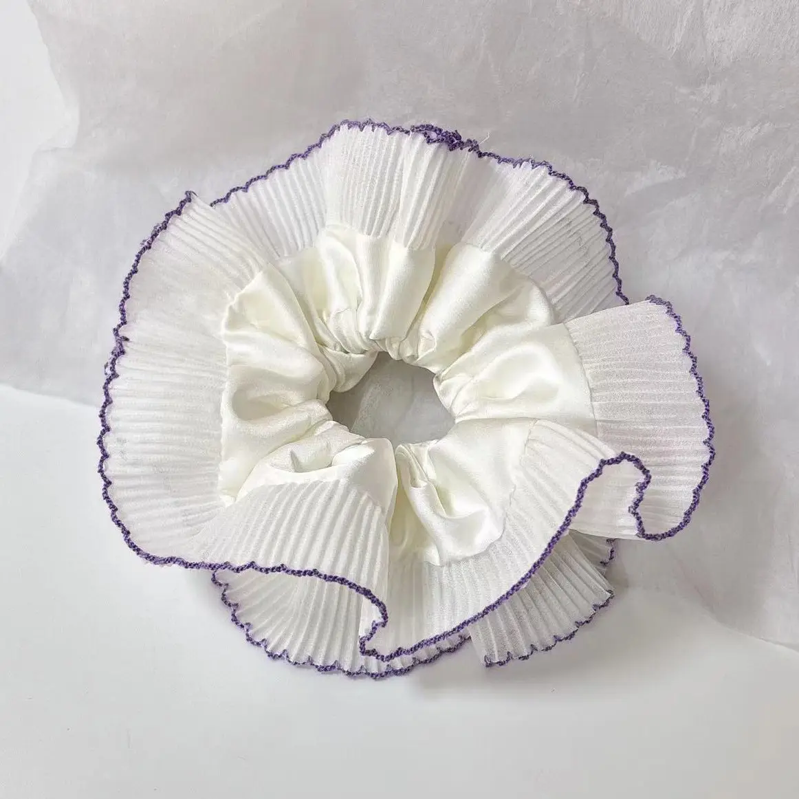 White Red Edge French Lace Hair Ring for Girls