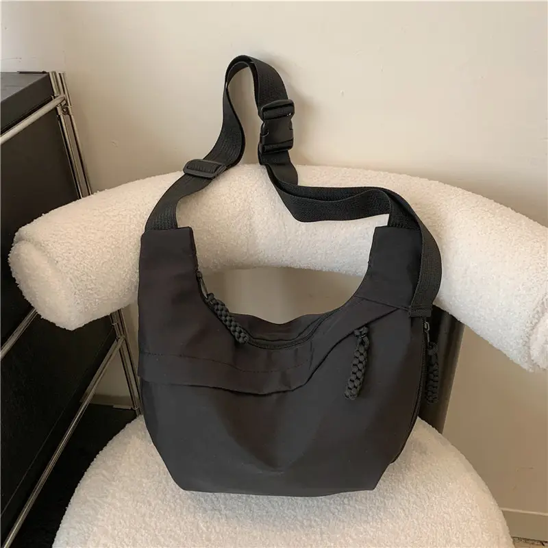 Beige Japanese Artistic Crossbody Bag Large Capacity - Image 6