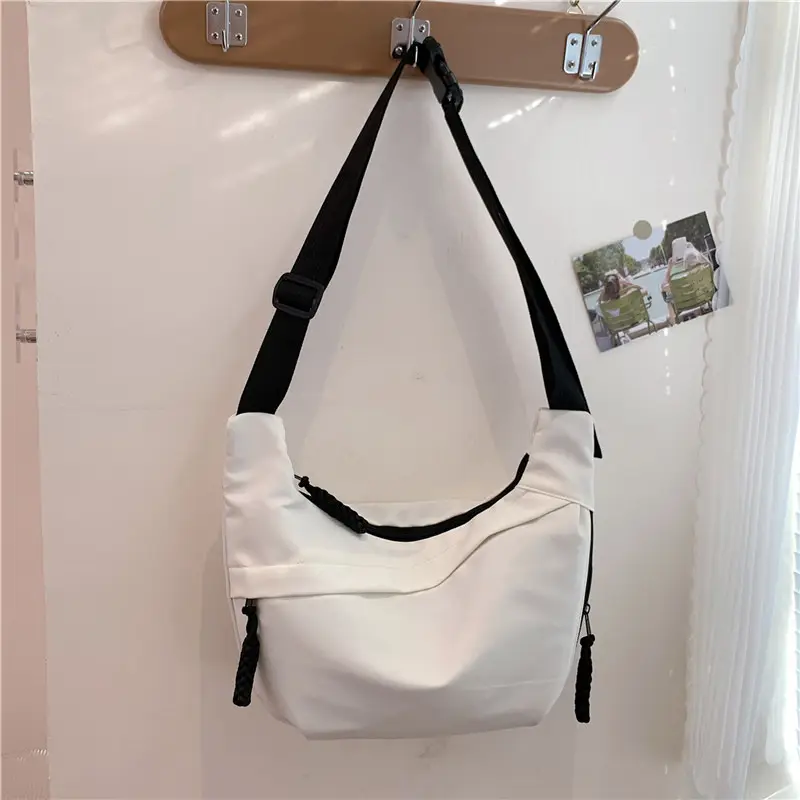 Beige Japanese Artistic Crossbody Bag Large Capacity - Image 8