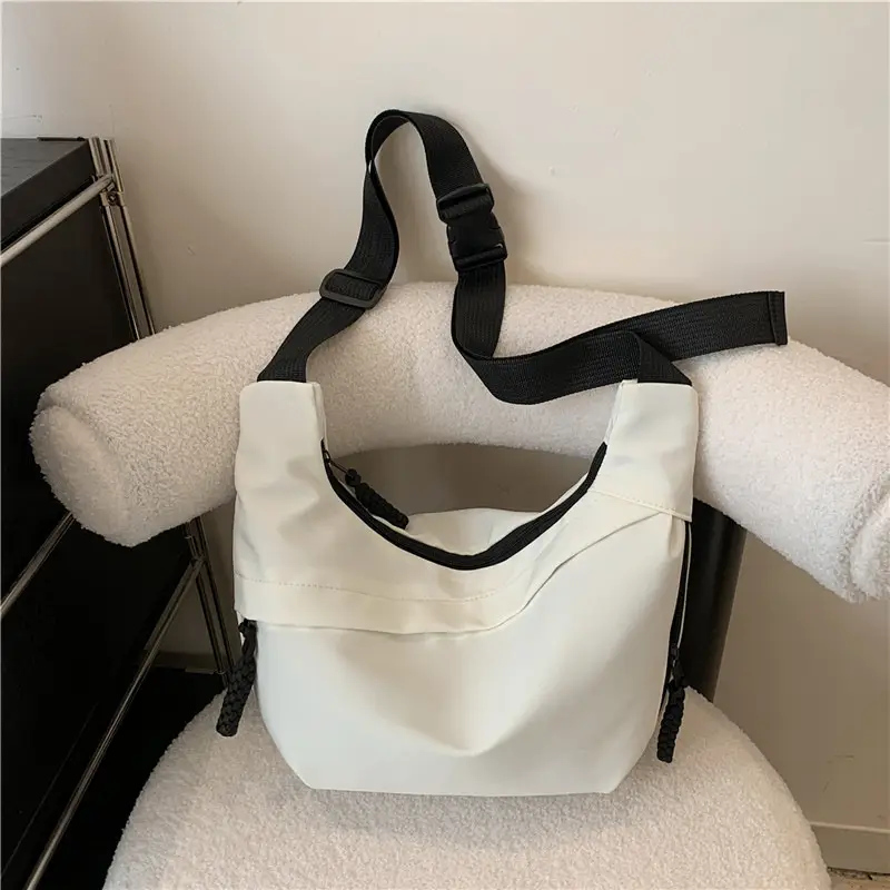 Beige Japanese Artistic Crossbody Bag Large Capacity - Image 2