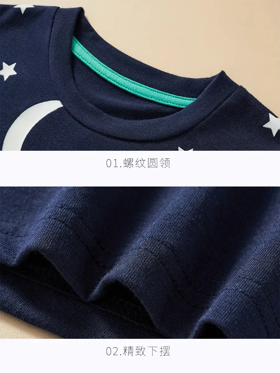 Children's Dinosaur Print T-Shirt Navy Blue 2025 Summer - Image 5