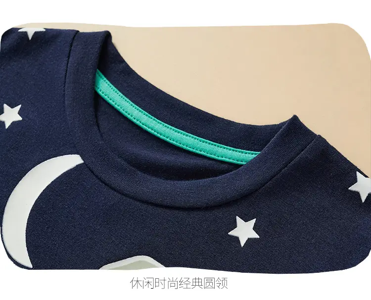 Children's Dinosaur Print T-Shirt Navy Blue 2025 Summer — feature 11
