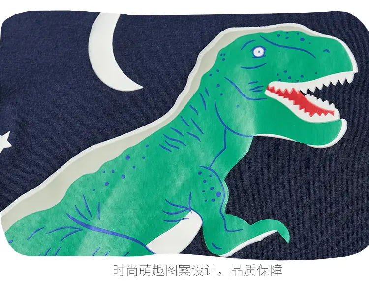Children's Dinosaur Print T-Shirt Navy Blue 2025 Summer — feature 13