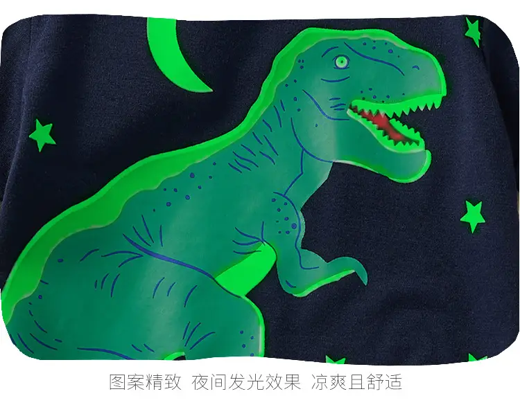 Children's Dinosaur Print T-Shirt Navy Blue 2025 Summer — feature 15