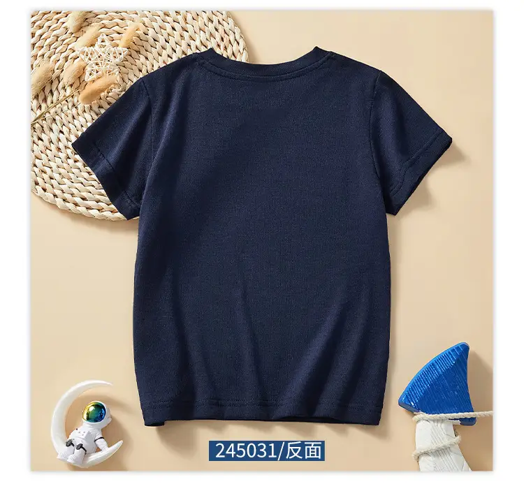 Children's Dinosaur Print T-Shirt Navy Blue 2025 Summer — feature 8