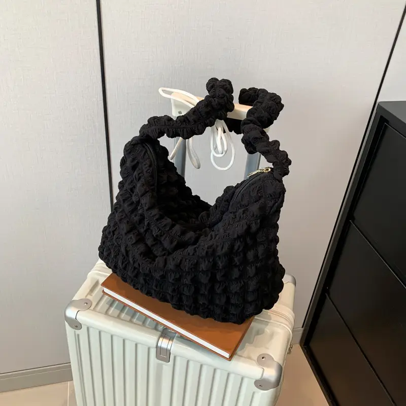 Pink Pleated Shoulder Bag for Women 2024 Spring - Image 7