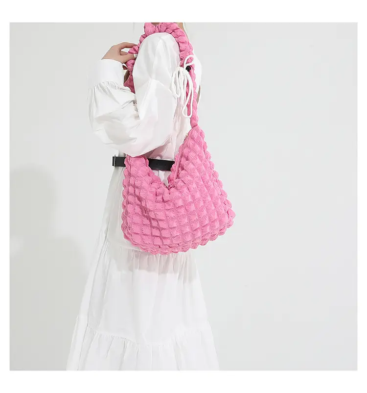 Pink Pleated Shoulder Bag for Women 2024 Spring — feature 19