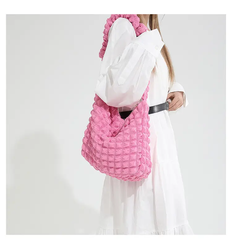 Pink Pleated Shoulder Bag for Women 2024 Spring — feature 20