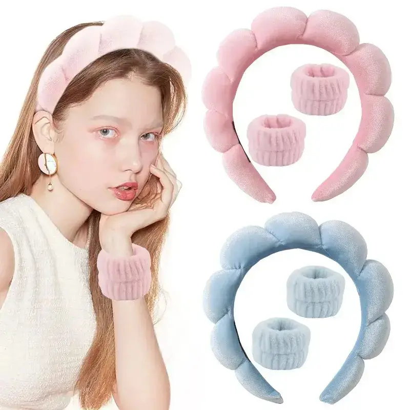 Pink Fleece Hair Band with Makeup Remover - Image 11