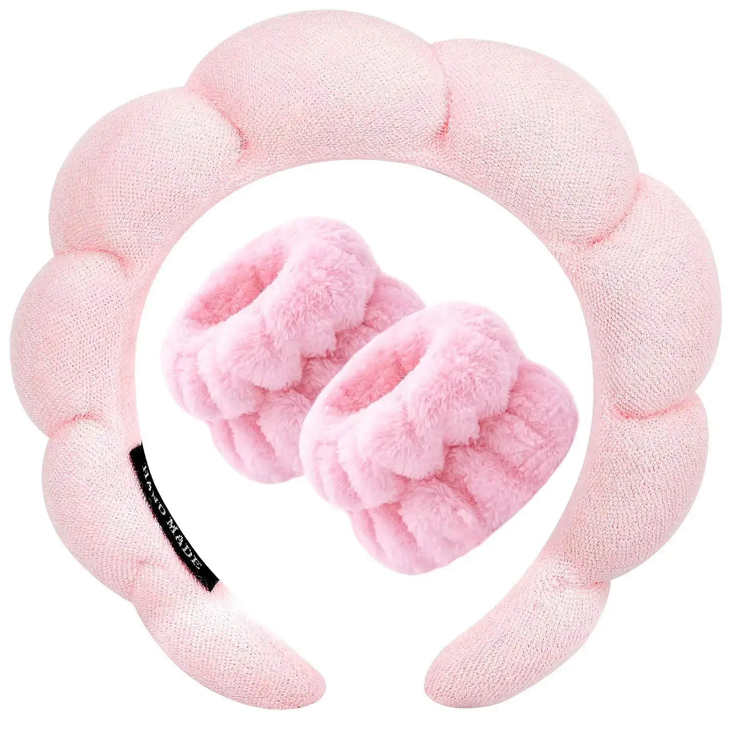 Pink Fleece Hair Band with Makeup Remover - Image 14