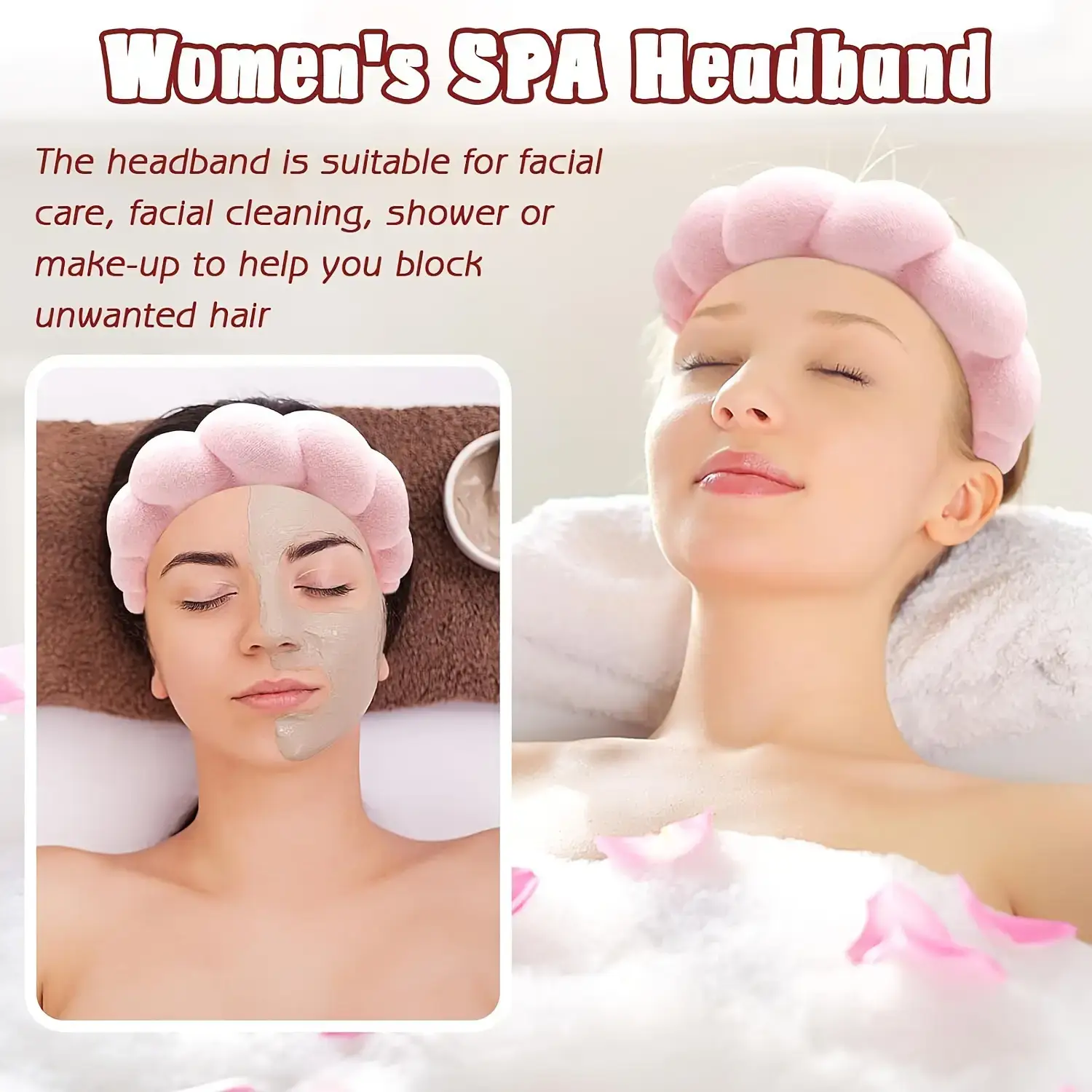 Pink Fleece Hair Band with Makeup Remover — feature 6