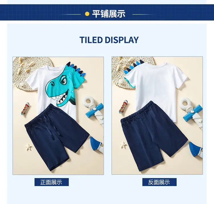 Boys Summer Shorts T-Shirt Set Blue White — feature 8