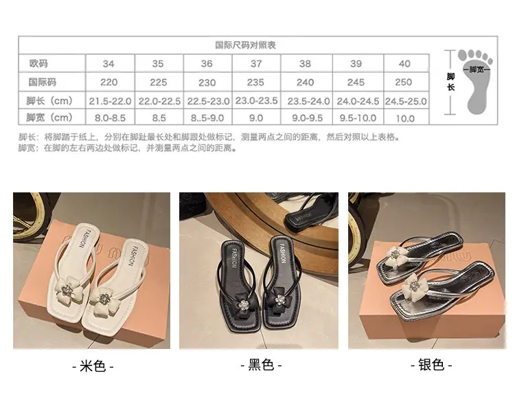 Square rhinestone buckle flip-flops 2024 new summer outdoor wet beach sandals French flat slippers for women — feature 2