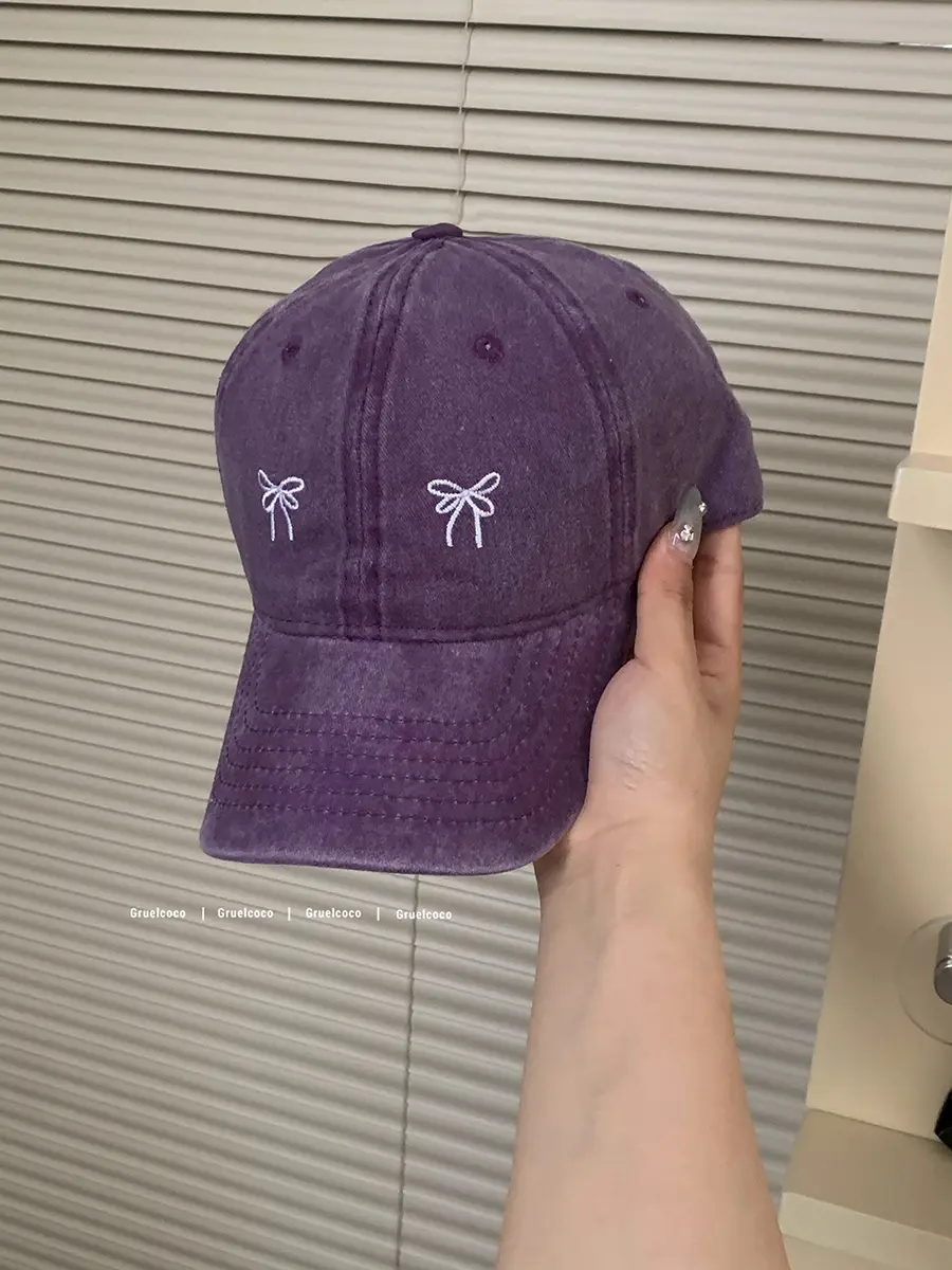 Women's Bow Embroidered Baseball Cap with Wide Brim - Image 4