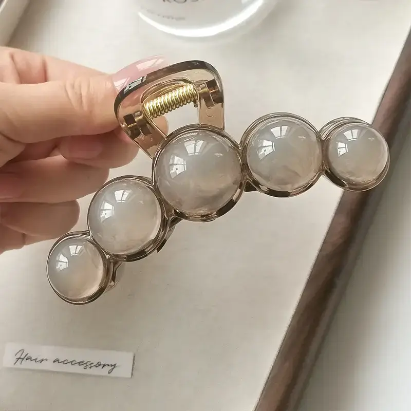Elegant Round Bead Hair Clip for Women Large Back of Head - Image 4