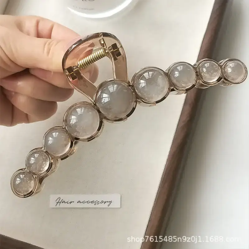 Elegant Round Bead Hair Clip for Women Large Back of Head - Image 5
