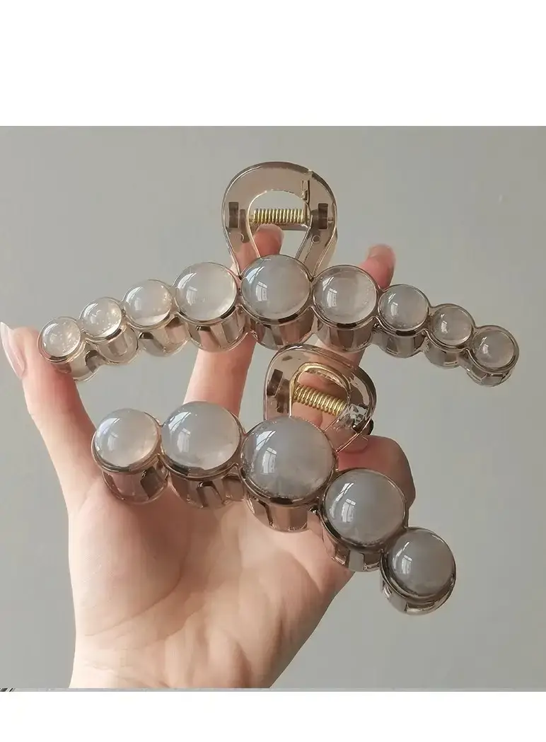 Elegant Round Bead Hair Clip for Women Large Back of Head — feature 2