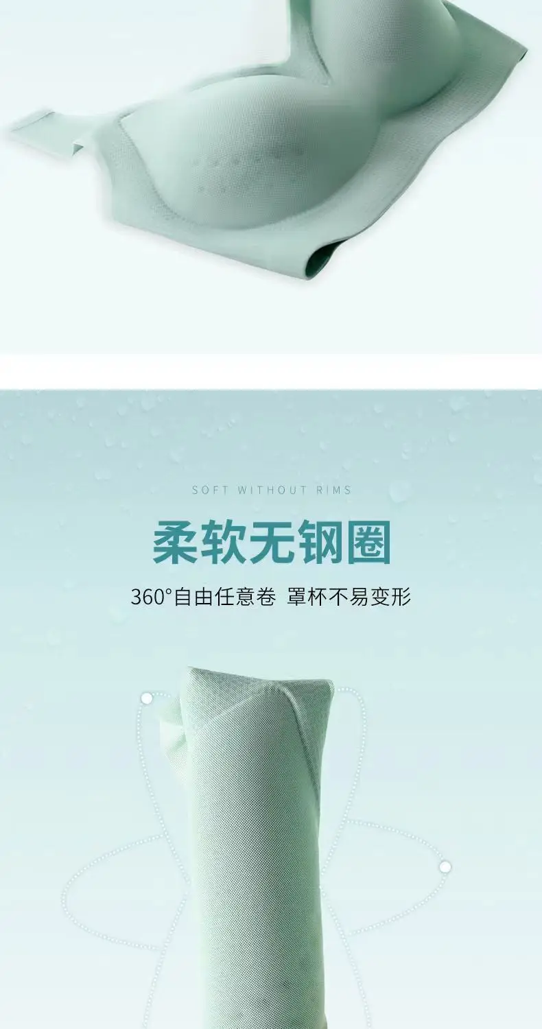Summer Ice Silk Traceless Bra Women Large Chest Small No Steel Ring Large Size — feature 12