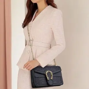 Women's Square Chain Crossbody Bag with Stone Detail - Image 3