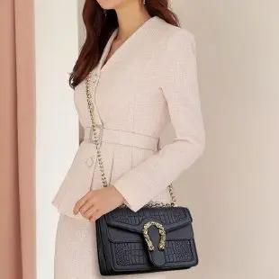 Women's Square Chain Crossbody Bag with Stone Detail - Image 4