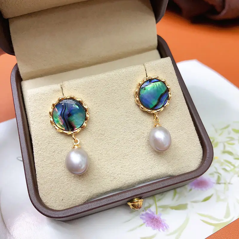 Pearl Earrings with Leaf Design for Women