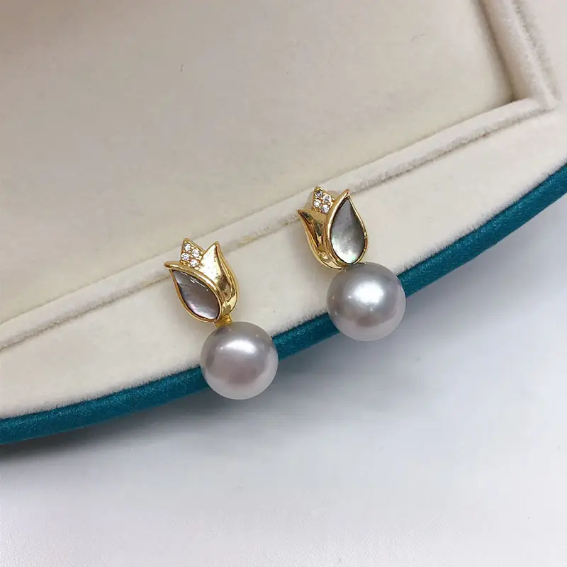 Pearl Earrings with Leaf Design for Women - Image 10