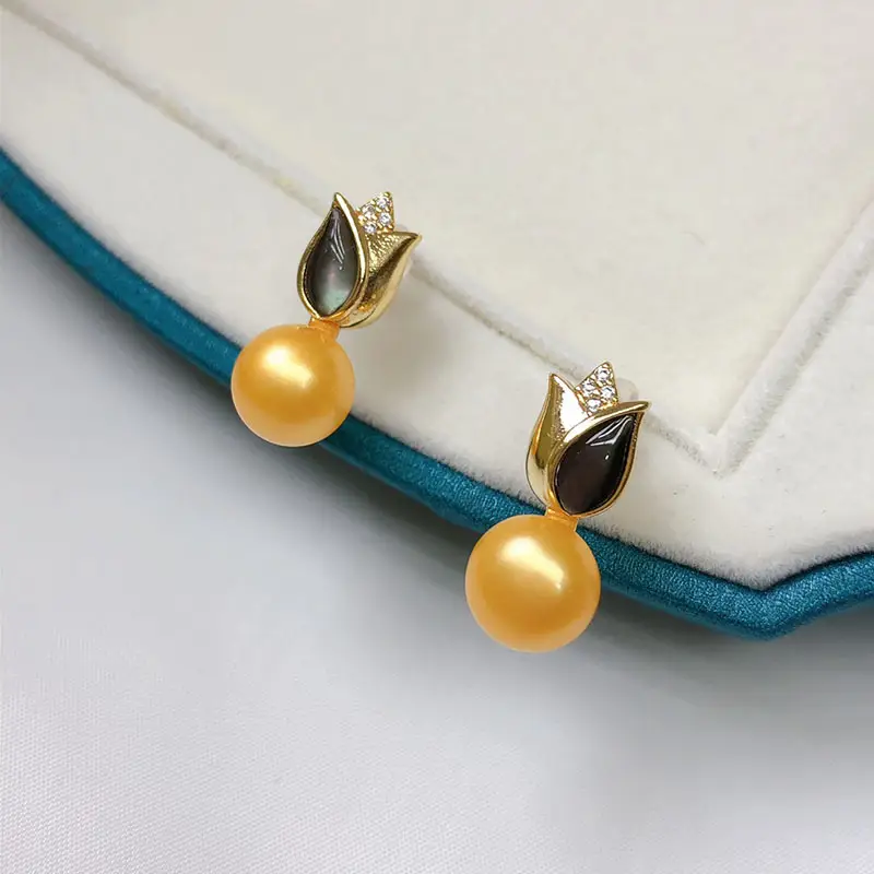 Pearl Earrings with Leaf Design for Women - Image 8